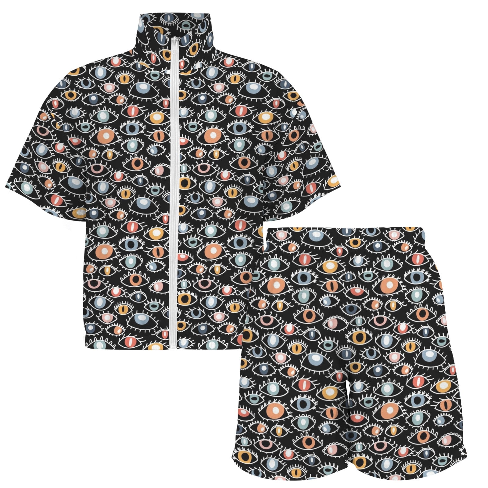 Eyes On Black Women's Windbreaker Short Set Women's Windbreaker Short Set Printed Offshore