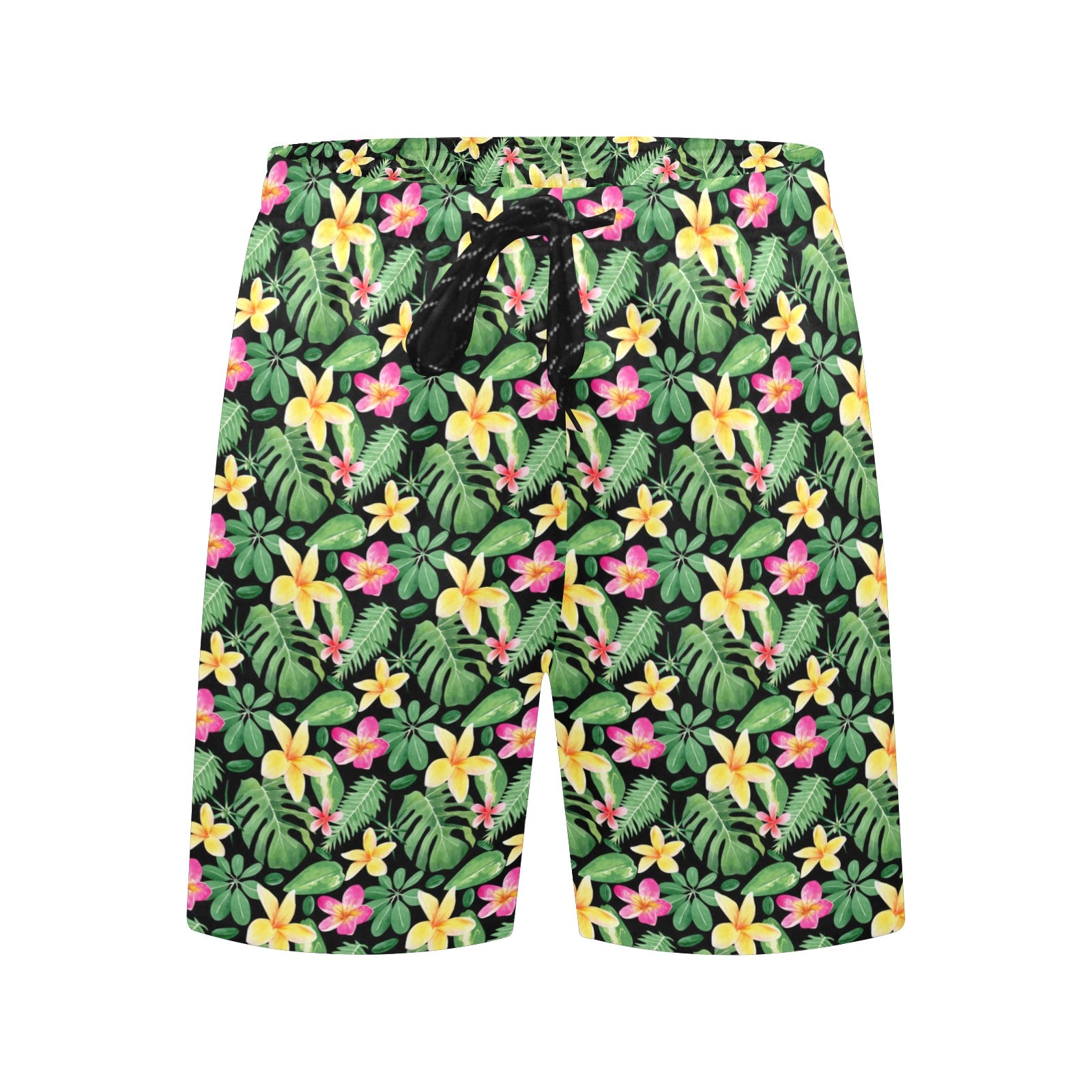 Frangipani Men's Mid-Length Beach Shorts Men's Mid-Length Beach Shorts Plants Printed Offshore
