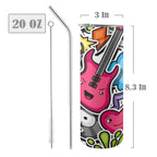 Sticker Music 20oz Tall Skinny Tumbler with Lid and Straw