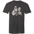 Alien Bigfoot Heart Hands - Mens T-Shirt Charcoal Mens T-shirt Love Printed In Australia Sci Fi