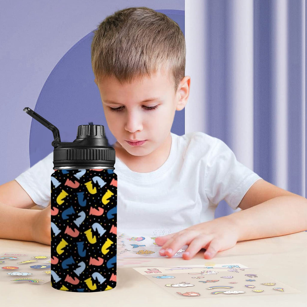 Colourful Chess Kids Water Bottle with Chug Lid (12 oz) Kids Water Bottle with Chug Lid Chess Games Printed Offshore
