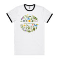 Stay Natural - Staple Ringer Tee White Black Ringer T-Shirt Plants Printed In Australia