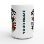 Personalised Good Vibes Only, Hippie Mushroom With Sunglasses White 15oz Ceramic Mug Personalised 15oz Mug Globally Fulfilled Posititvity