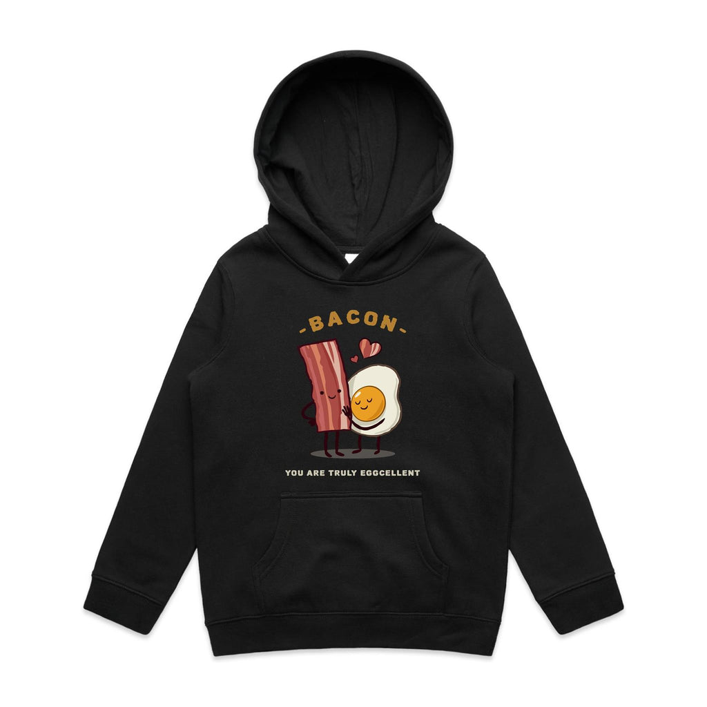 Bacon, You Are Truly Eggcellent - Kids Hoodie Black Kids Hoodie Printed In Australia