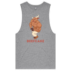 Beefcake - Tank Top Tee Grey Marle Drop Arm Tank Top Fitness Printed In Australia