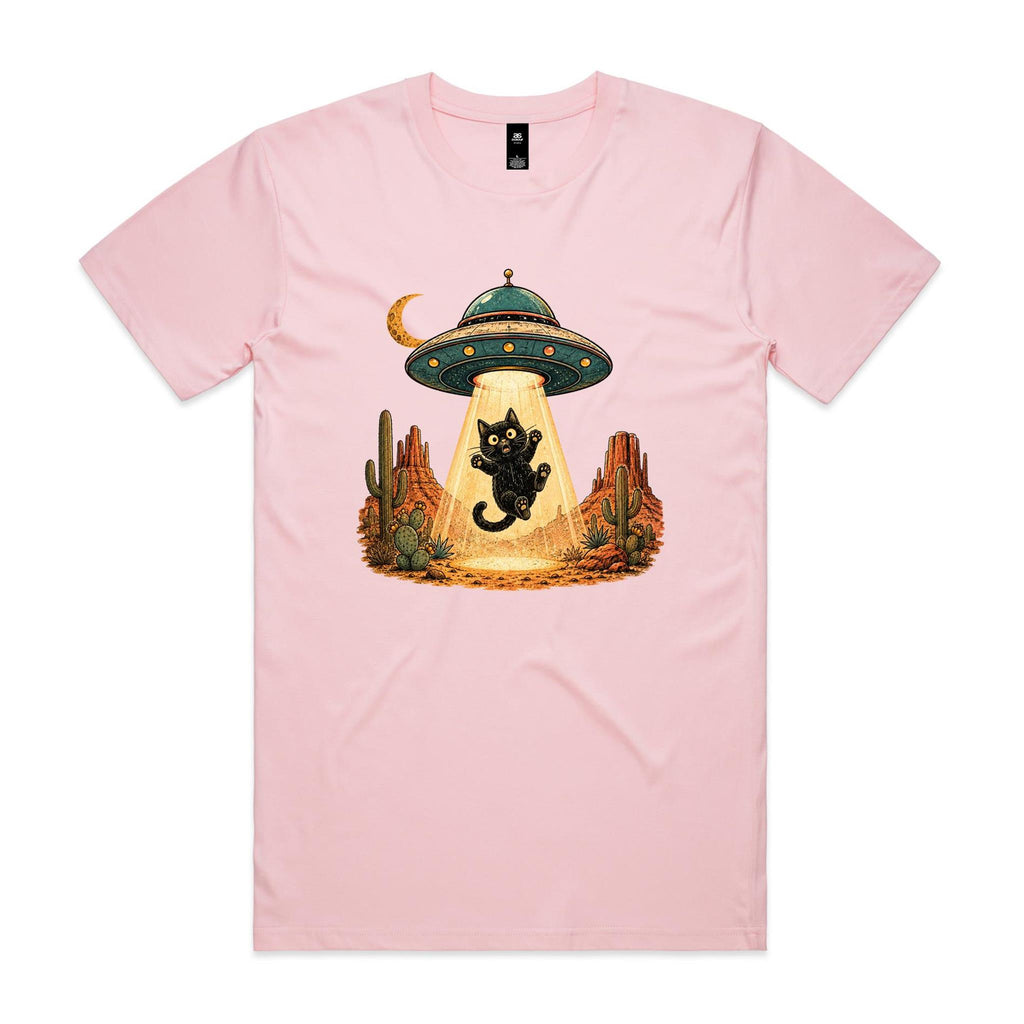 Black Cat Alien UFO Abduction Men's AS Colour T-shirt