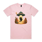 Black Cat Alien UFO Abduction Men's AS Colour T-shirt