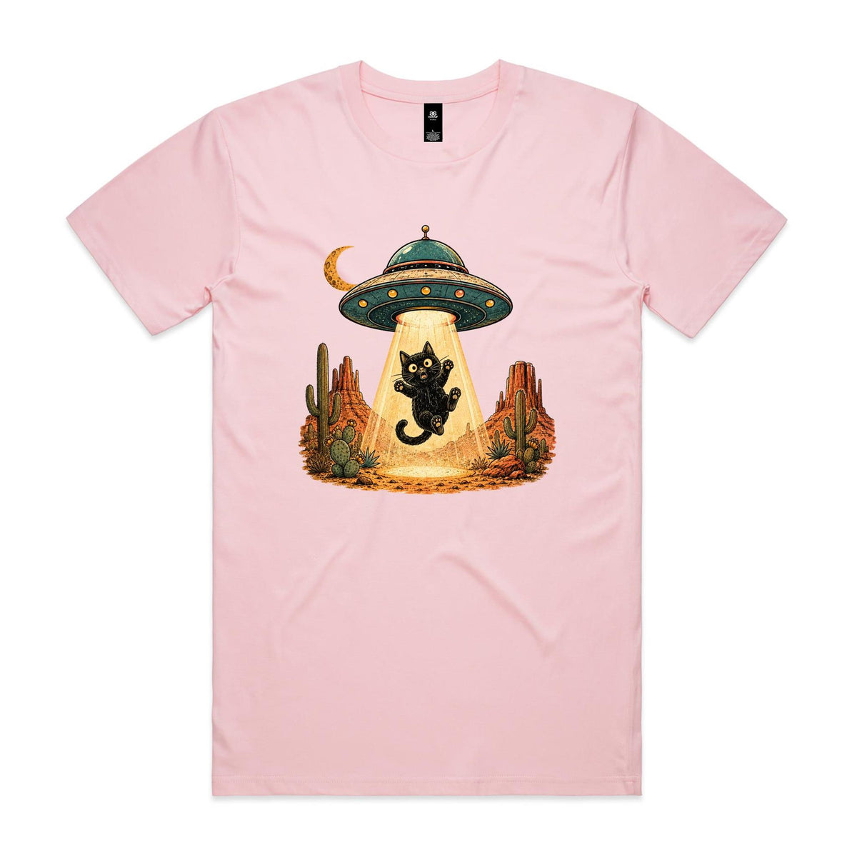 Black Cat Alien UFO Abduction Men's AS Colour T-shirt