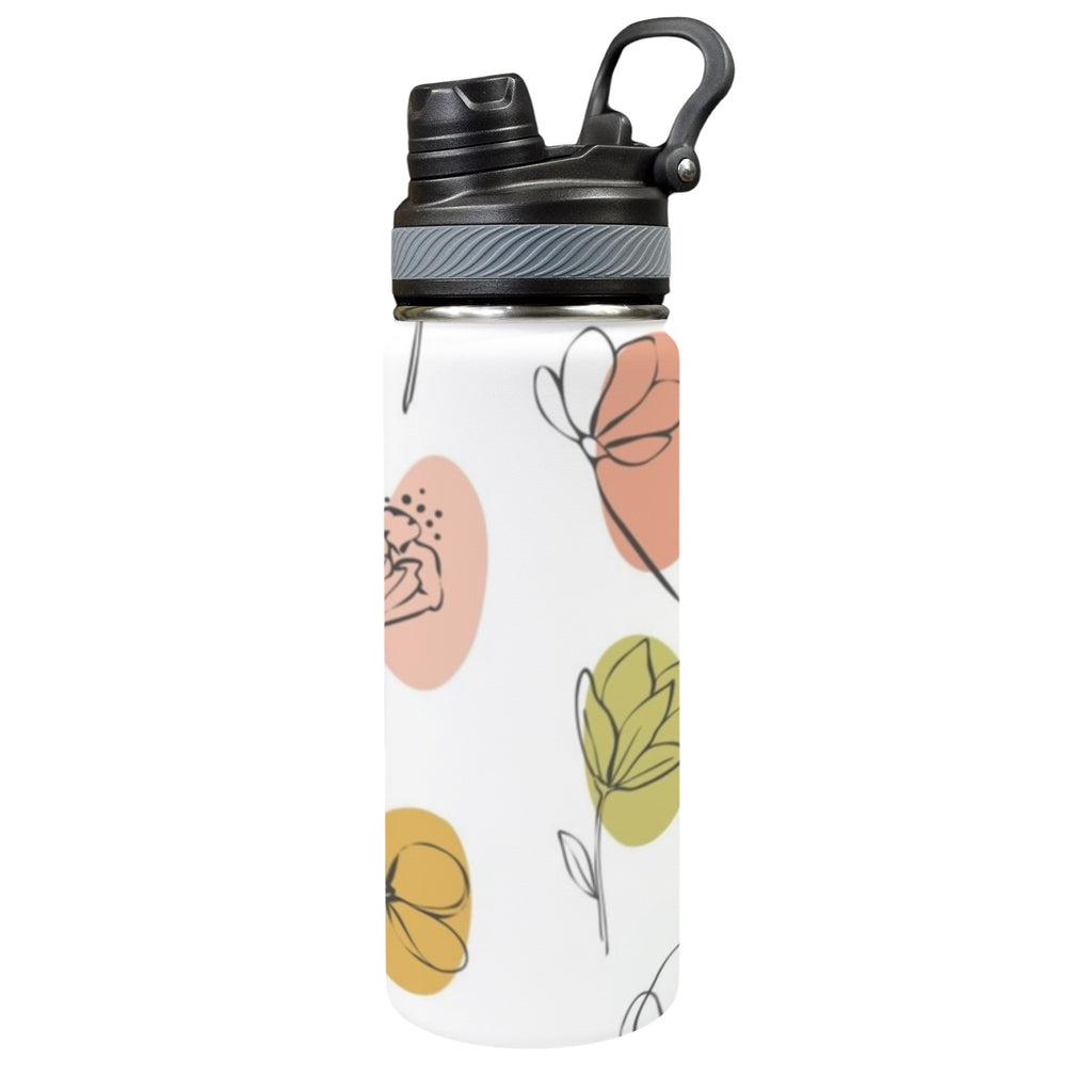 Flower Lines - Insulated Water Bottle with Dual-Use Lid (18oz) One Size Insulated Water Bottle with Dual-Use Lid (18oz) Printed Offshore