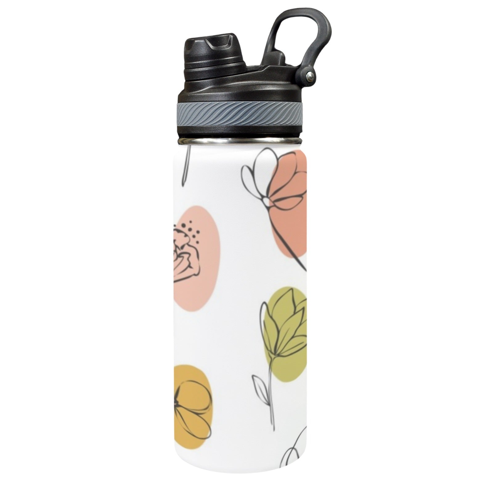 Flower Lines - Insulated Water Bottle with Dual-Use Lid (18oz) One Size Insulated Water Bottle with Dual-Use Lid (18oz) Printed Offshore