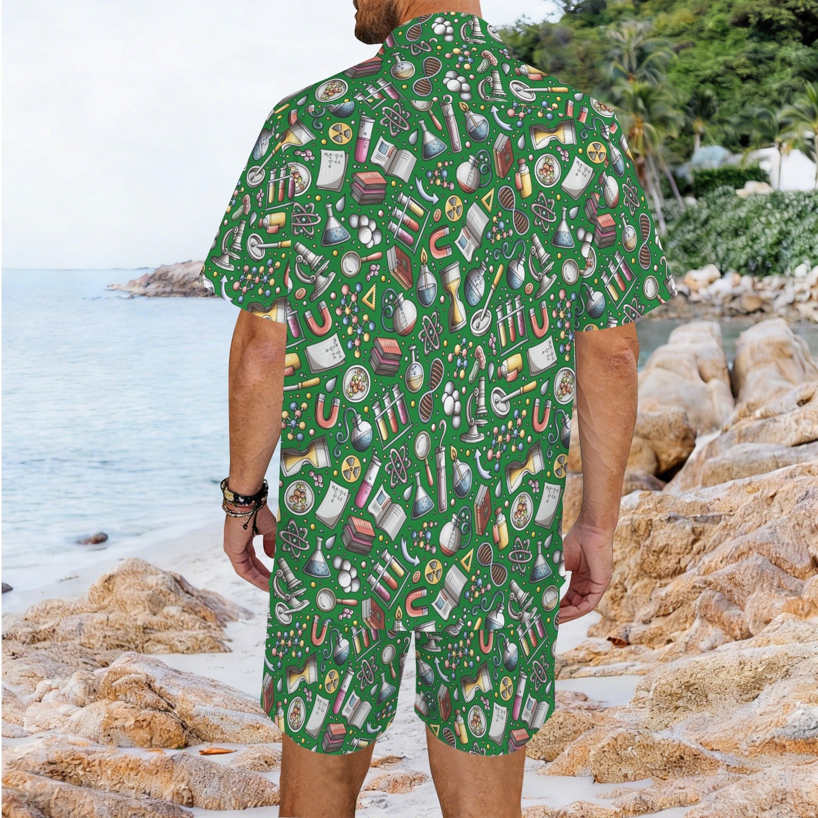 Science Love Men's Hawaiian Shirt & Shorts Set Men's Hawaiian Shirt & Shorts Set Printed Offshore Science