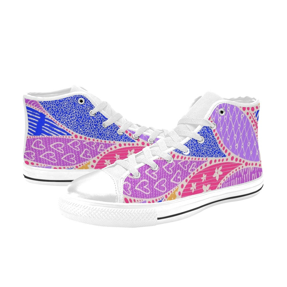 Pink Swirl - Women's High Top Canvas Shoes Womens Classic High Top Shoes Printed Offshore