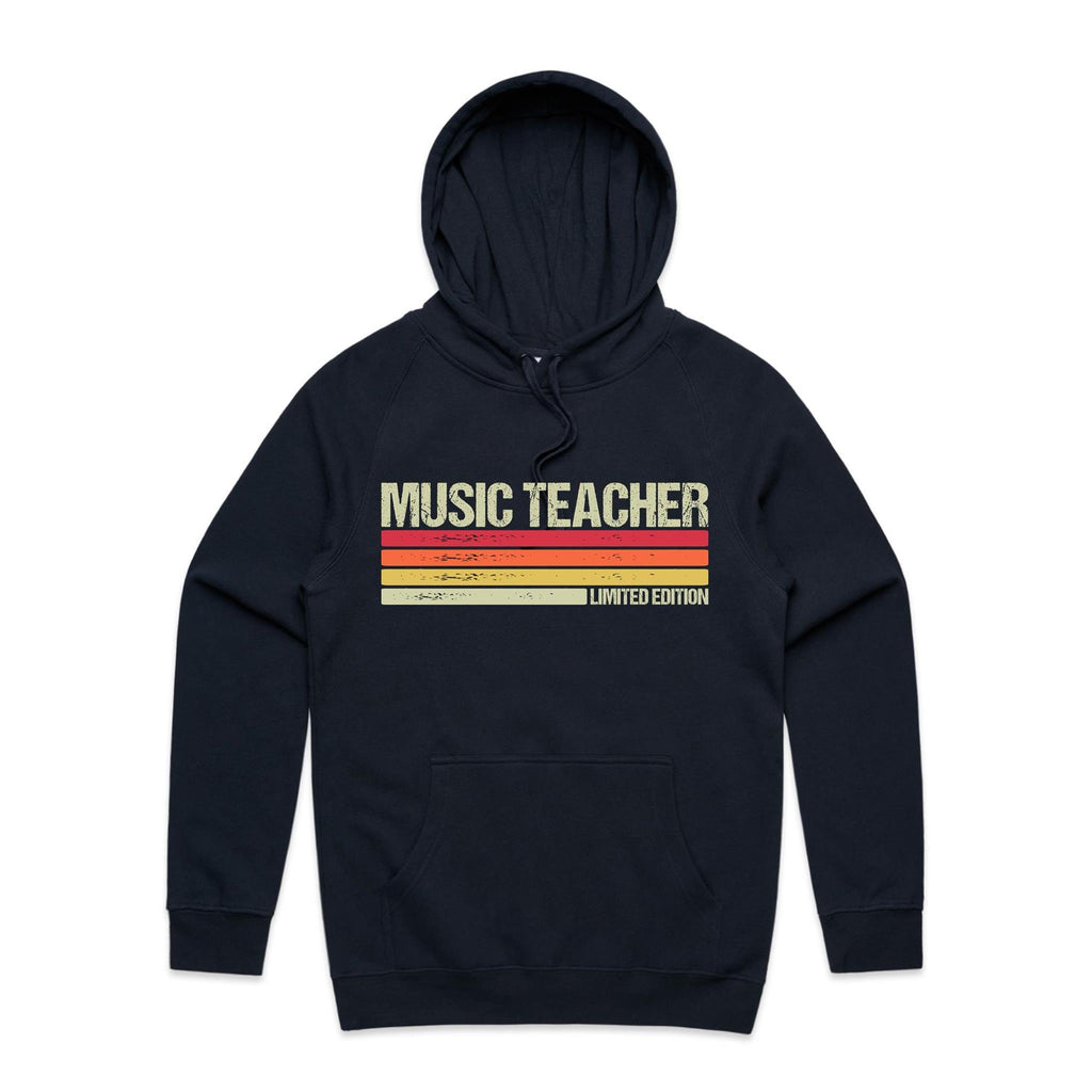 Music Teacher, Limited Edition - Mens Hoodie Navy Mens Hoodie Music Printed In Australia Teacher
