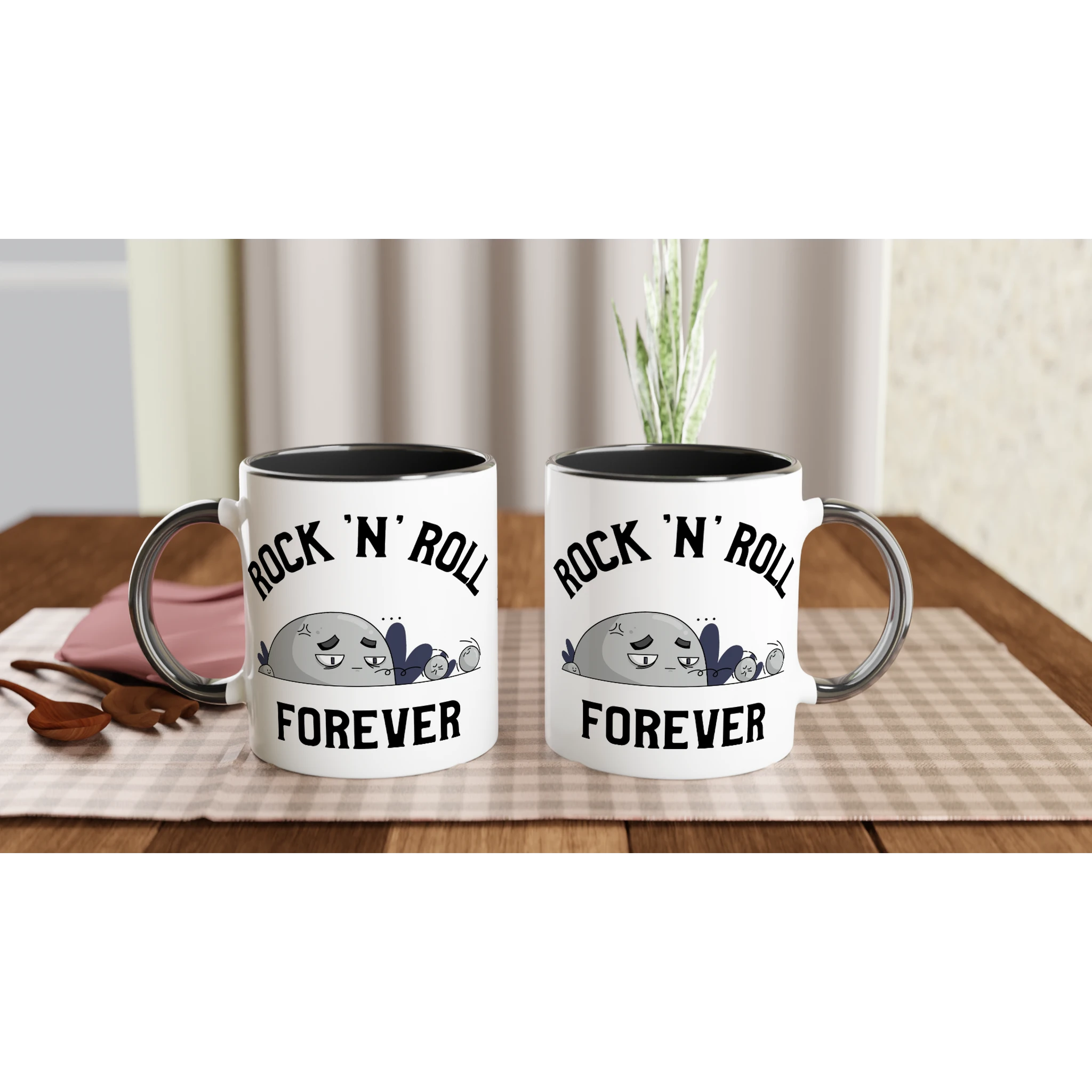 Personalise - Rock 'N' Roll Forever - White 11oz Ceramic Mug Personalised Mug customise Globally Fulfilled Music personalise
