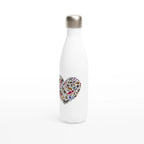 Heart Music - White 17oz Stainless Steel Water Bottle White Water Bottle Globally Fulfilled Love Music