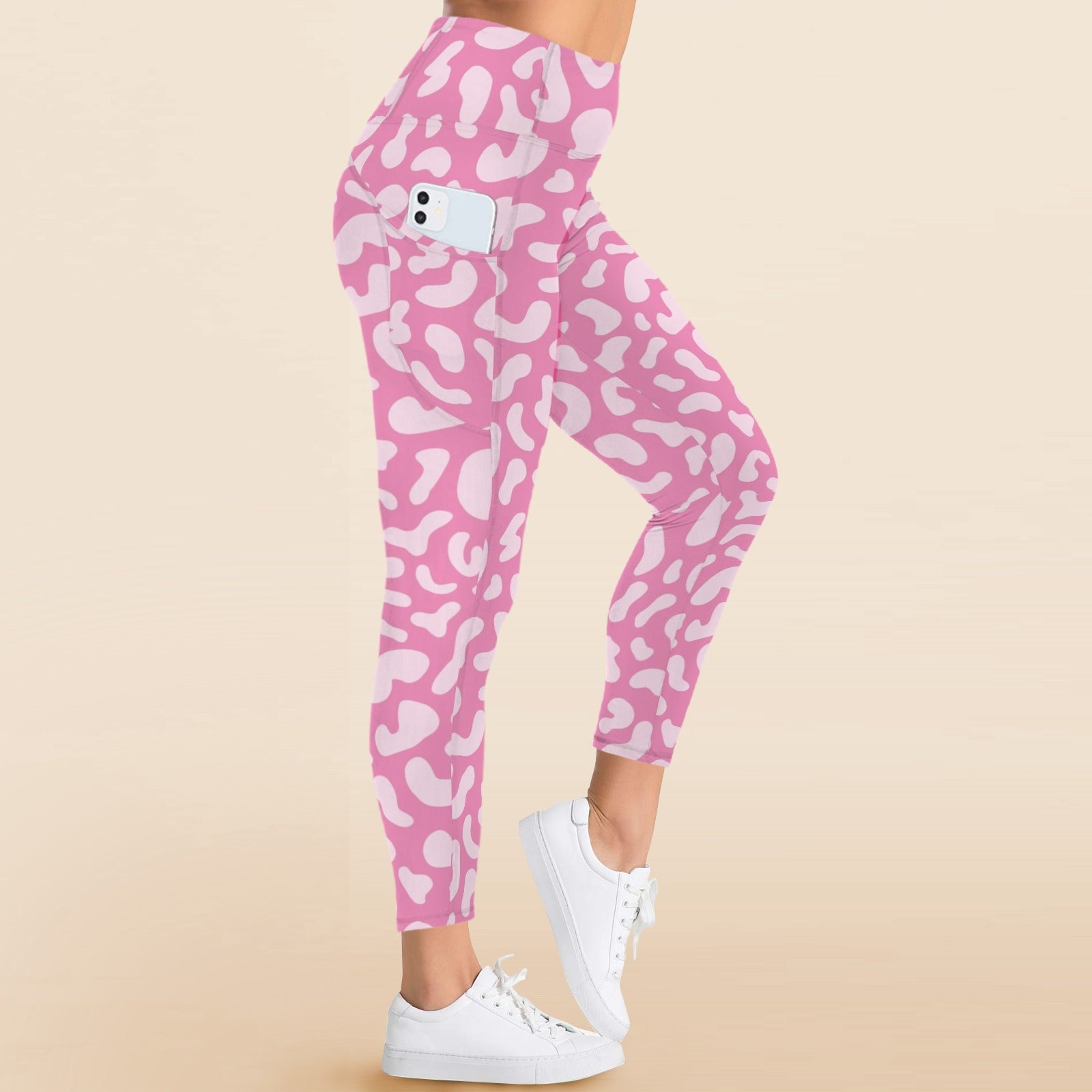 Pink Leopard - Women's High Waist Pockets Yoga Leggings