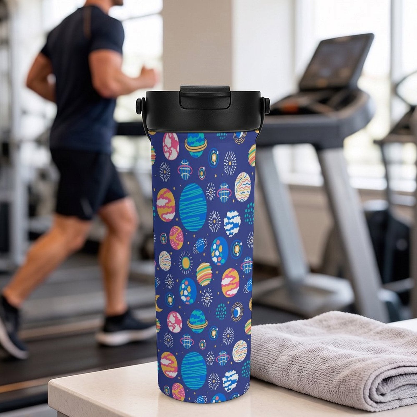 Planets On Blue 20oz Tea Tumbler with Carry Handle