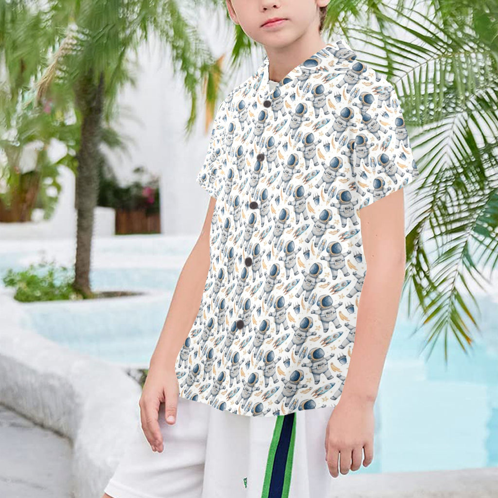 Astronauts And Rocket Ships Senior Kids Hawaiian Shirt
