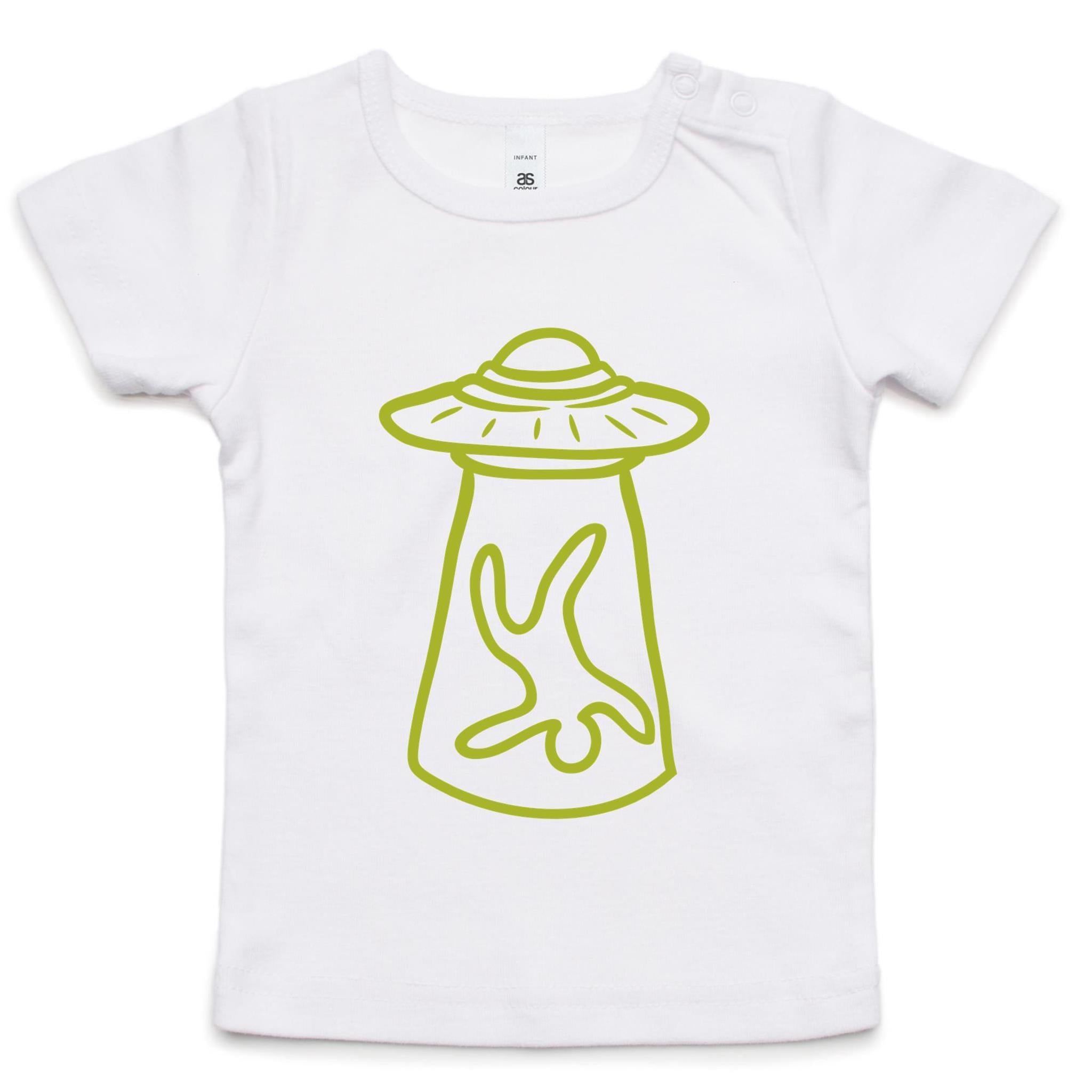 Alien Abduction, UFO - Baby T-shirt White Baby T-shirt Printed In Australia Sci Fi