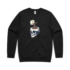 Coffee Skull - AS Colour Stencil Crew Black Sweatshirt Coffee Printed In Australia