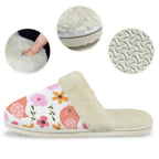 Lovely Birds Women's Fur Trim Thick-Sole Indoor Slippers Women's Fur Trimmed Slippers animal Birds Printed Offshore