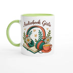 Audiobook Girlie - White 11oz Ceramic Mug with Colour Inside Ceramic Green Colour 11oz Mug Globally Fulfilled Reading