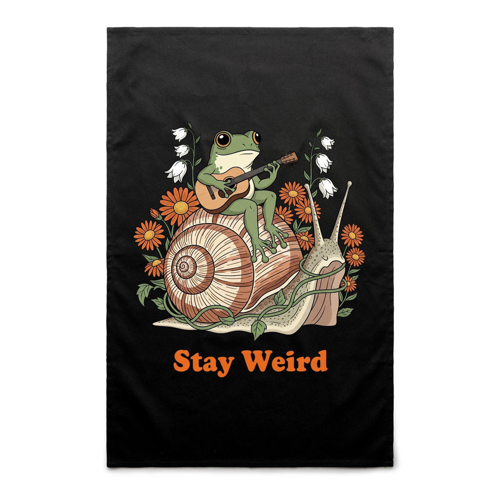 Stay Weird, Guitar Playing Frog On A Snail - AS Colour Tea Towel