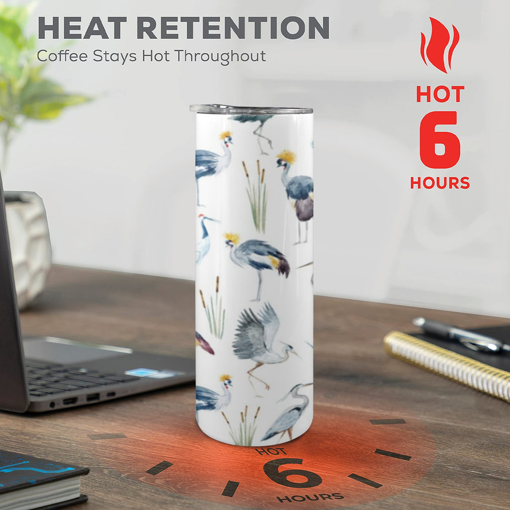 Crane Birds 20oz Tall Skinny Tumbler with Lid and Straw