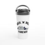 Rock 'N' Roll Forever - White 15oz Stainless Steel Travel Mug Default Title Travel Mug Globally Fulfilled Music