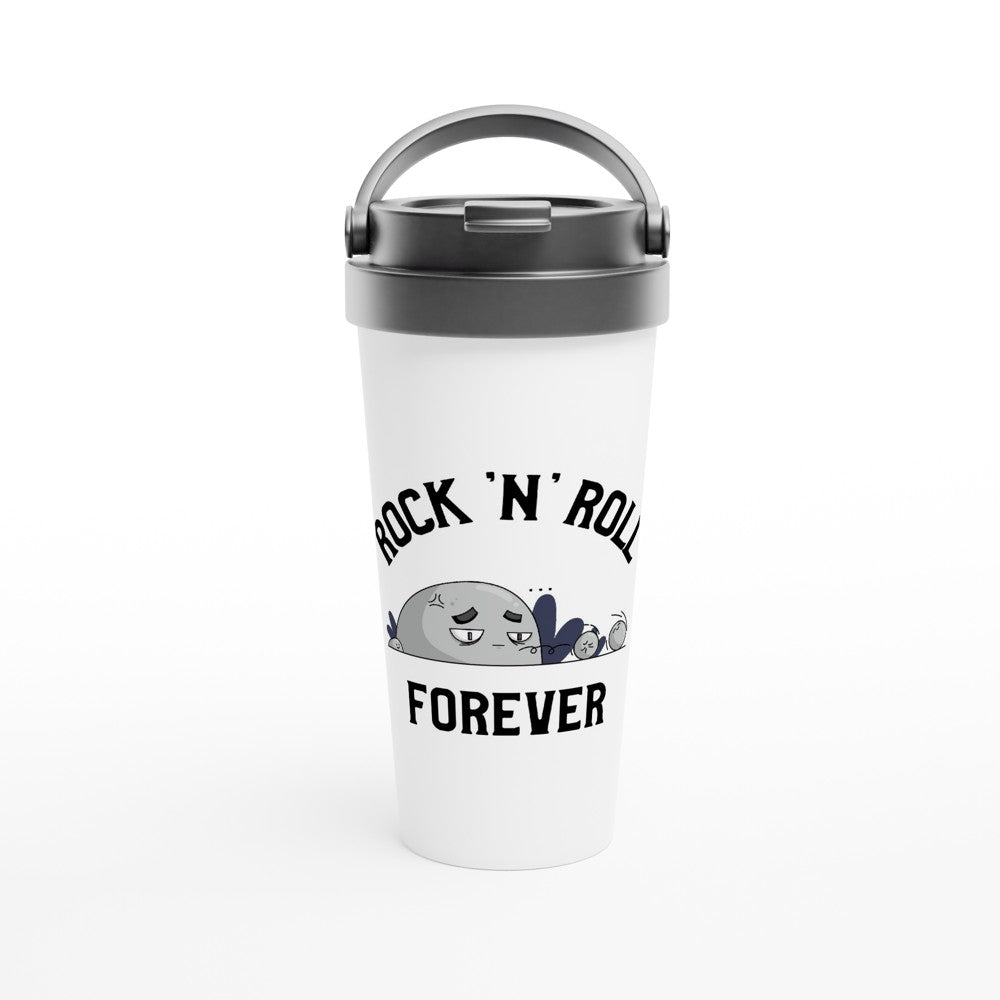 Rock 'N' Roll Forever - White 15oz Stainless Steel Travel Mug Default Title Travel Mug Globally Fulfilled Music