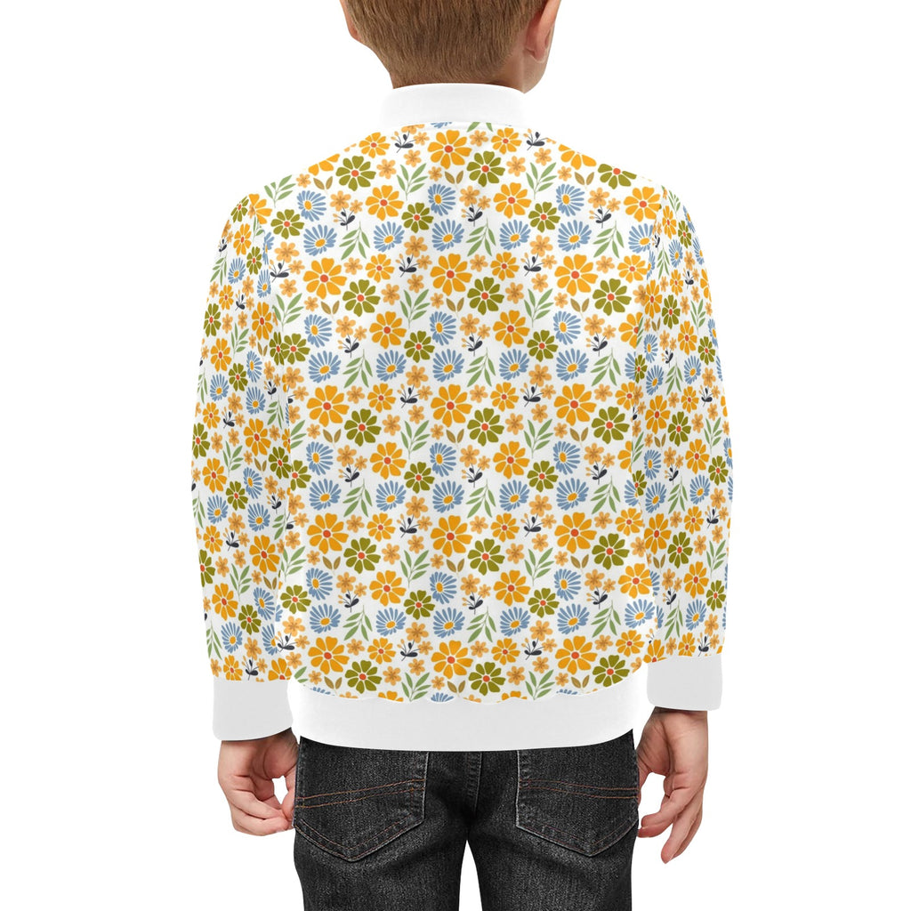 Retro Boho Flower Kids Bomber Jacket Kids Bomber Jacket Plants Printed Offshore