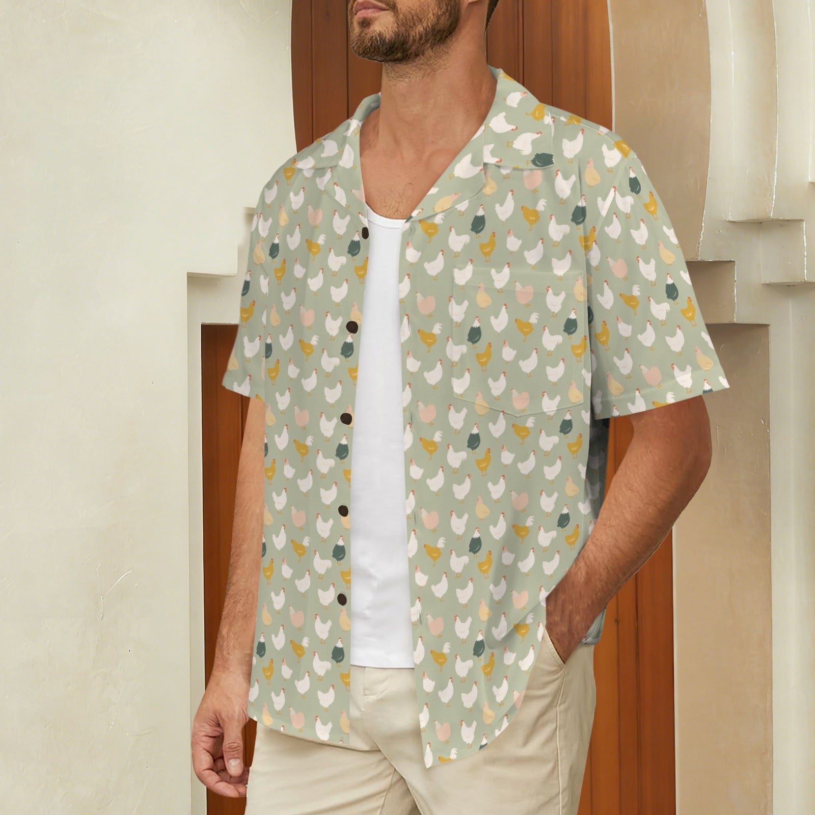 Chicken Life - Men's Short Sleeve Hawaiian Shirt Men's Hawaiian Shirt (New) animal Printed Offshore