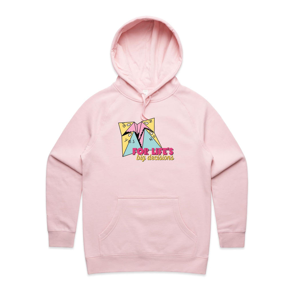 For Life's Big Decisions - Womens Hoodie Pink Womens Hoodie Games Printed In Australia