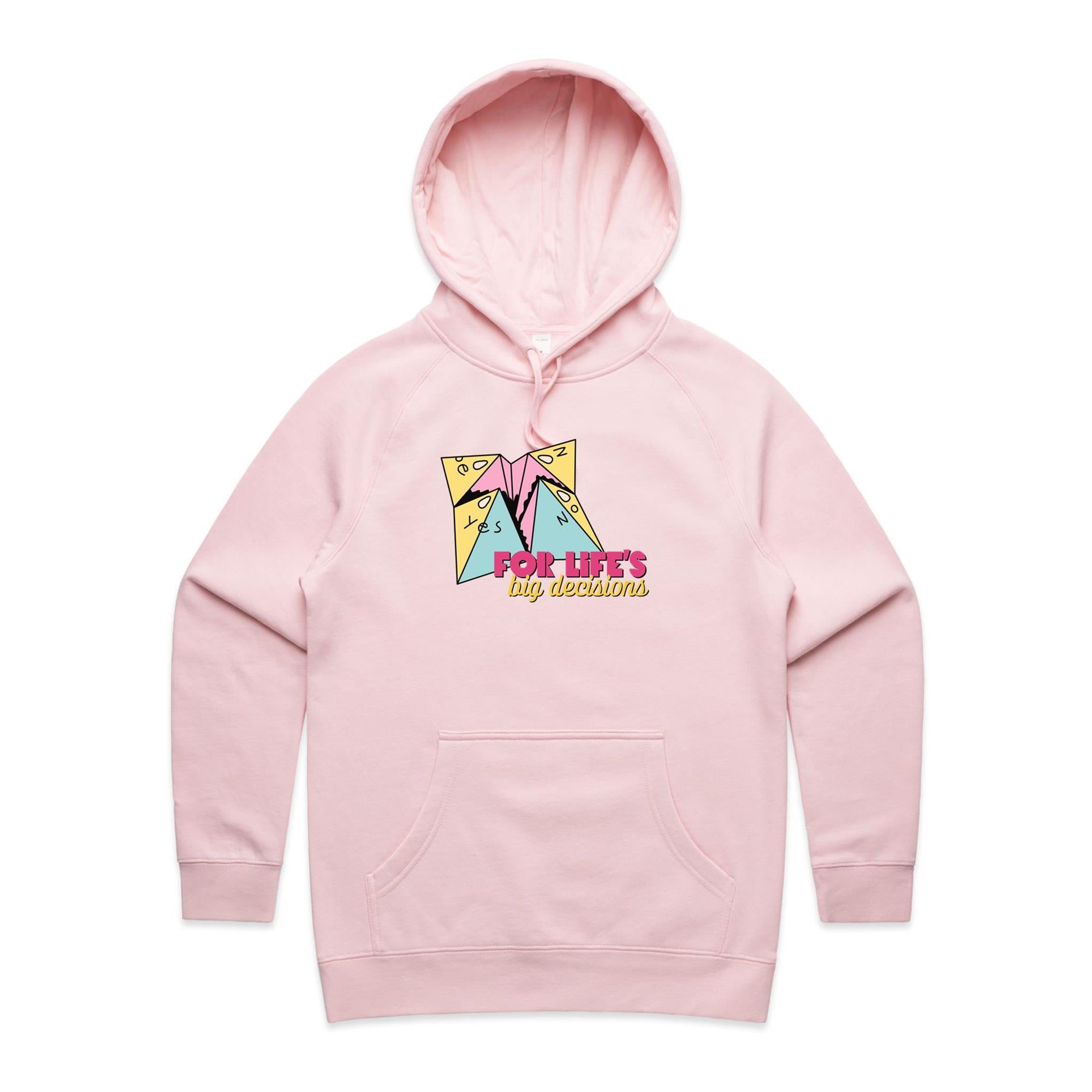 For Life's Big Decisions - Womens Hoodie Pink Womens Hoodie Games Printed In Australia
