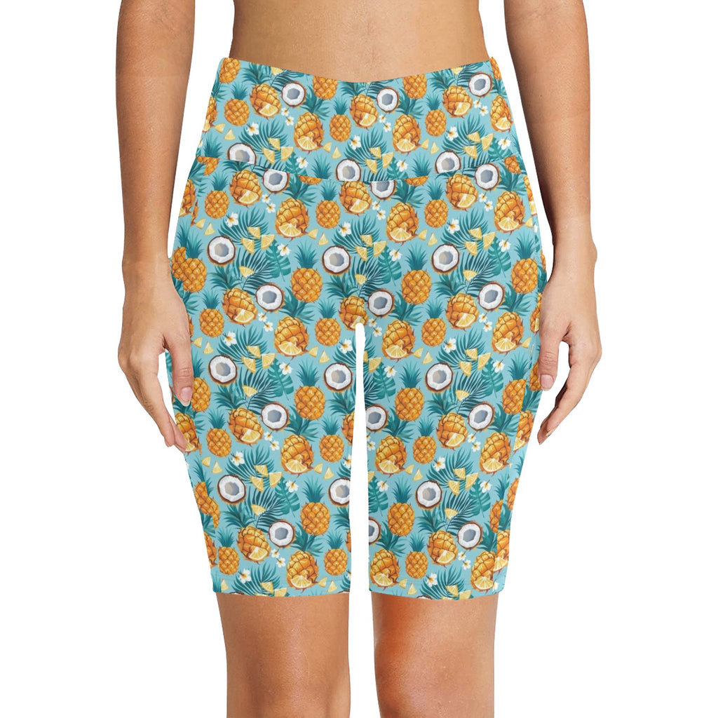 Pineapple Coconut Women's Bike Shorts With Side Pockets