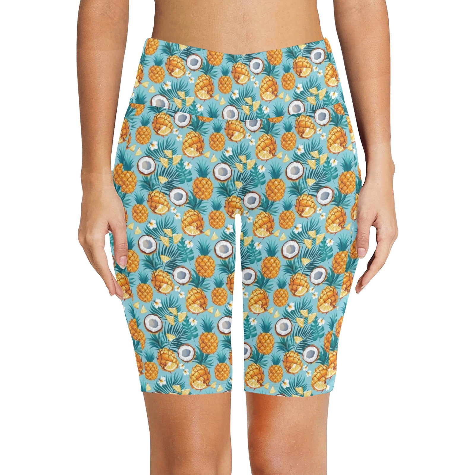 Pineapple Coconut Women's Bike Shorts With Side Pockets