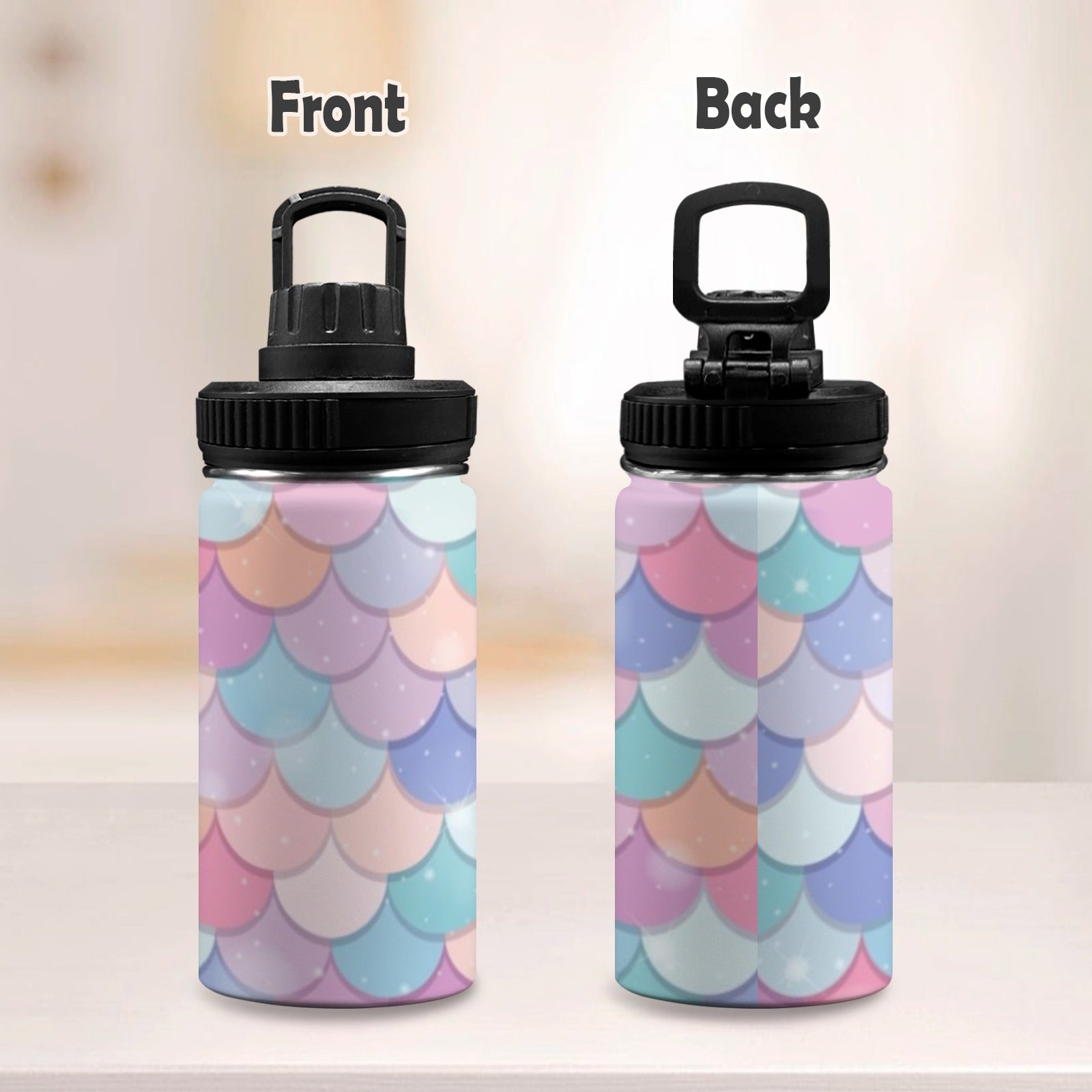 Mermaid Scales Kids Water Bottle with Chug Lid (12 oz) Kids Water Bottle with Chug Lid Printed Offshore