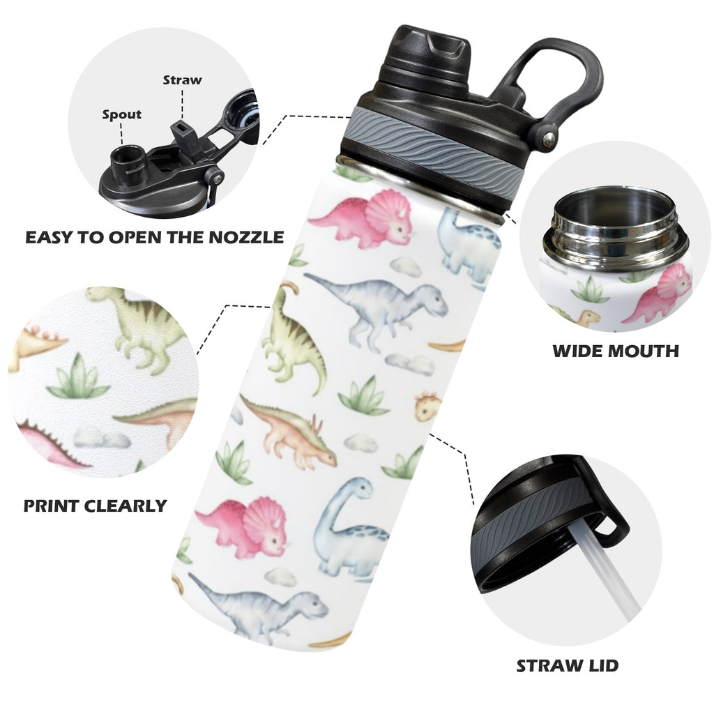 Dinosaur Garden - Insulated Water Bottle with Dual-Use Lid (18oz) Insulated Water Bottle with Dual-Use Lid (18oz) animal Printed Offshore