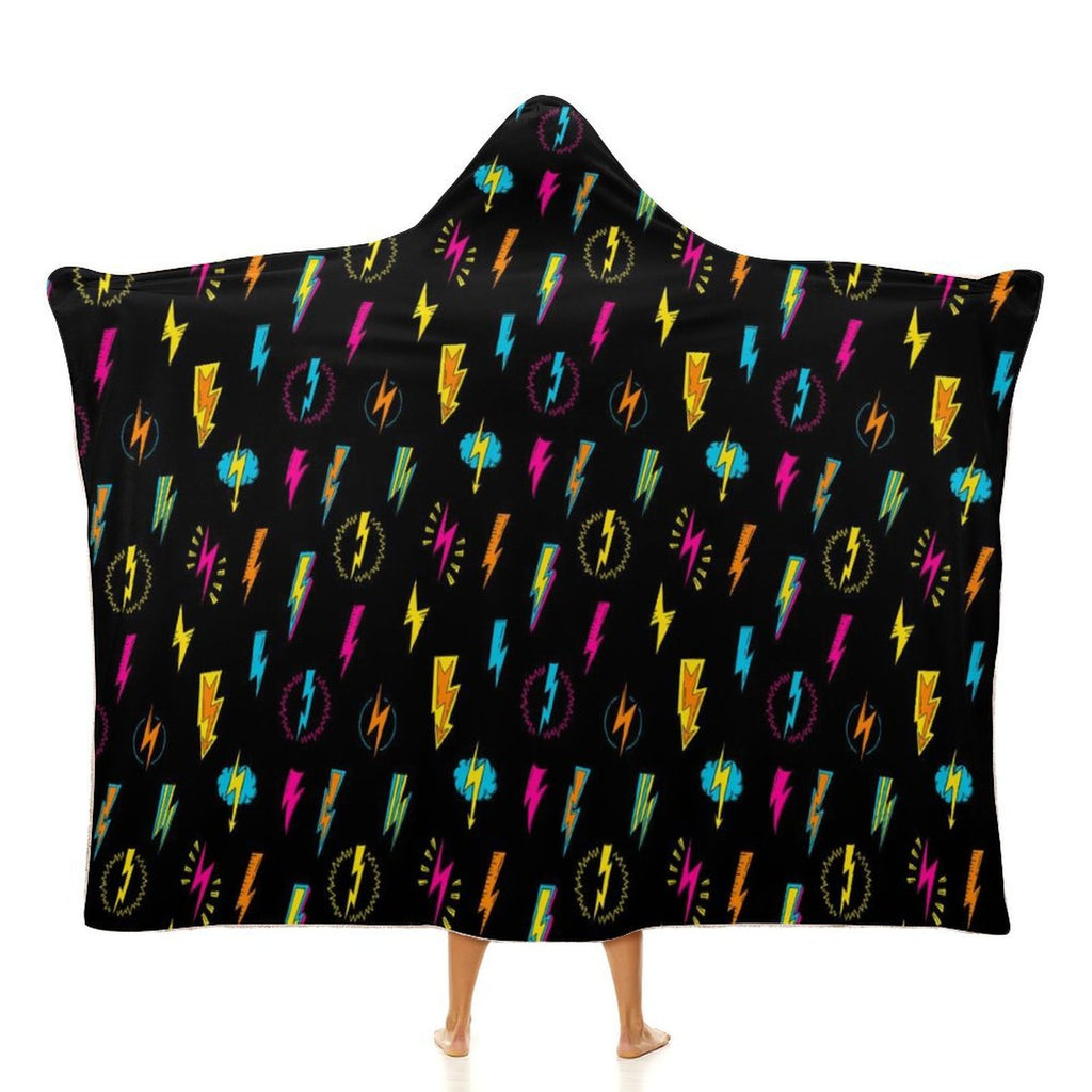 Fun Lightning, Comic Book Kids Hooded Blanket 100cm x 130cm white 40"×50" Kids Hooded Blanket comic Printed Offshore