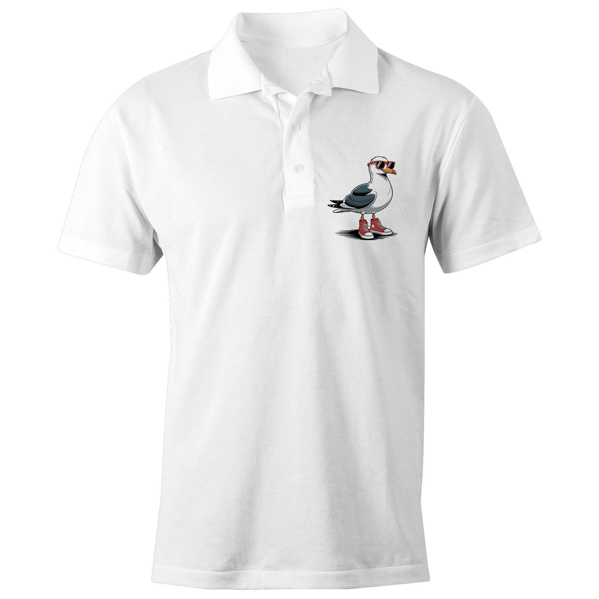 Seagull With Sunglasses And Hightops AS Colour Chad Polo Shirt