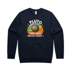 Never Forget Pluto - AS Colour Stencil Crew Sweatshirt Navy Sweatshirt Printed In Australia Space