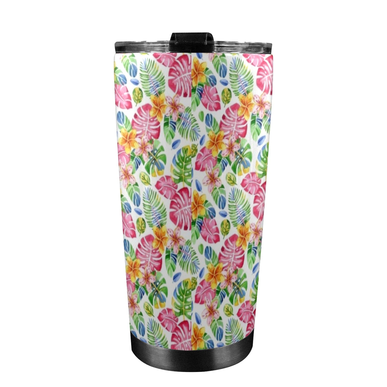Bright Painted Tropical 20oz Mobile Tumbler with Lid (Black Lock) 20oz Travel Mug Plants Printed Offshore