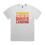Husband, Dad, Barista, Legend AS Colour Heavy Faded Tee Unisex Faded White Heavy Faded T-shirt Coffee Dad Printed In Australia