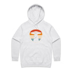 UFO, Retro Stripes - Womens Hoodie White Marle Womens Hoodie Printed In Australia Sci Fi