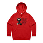 Living That Nine Lives Kind Of Tired, Frazzled Cat - Womens Hoodie Red Womens 2XL Womens Hoodie animal Coffee Printed In Australia