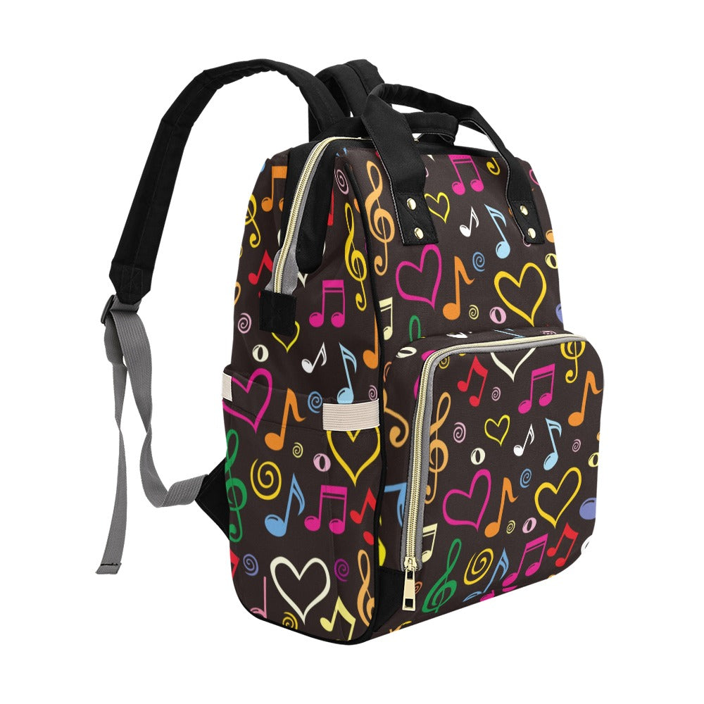 Musical Notes - Multi-Function Backpack, Nappy / Diaper Bag
