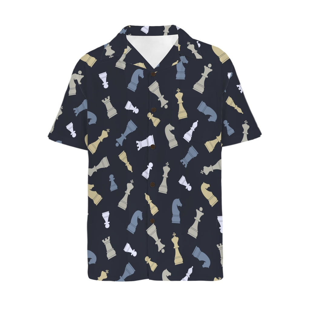 Chess Pattern - Men's Hawaiian Shirt (Model T87) Men's Hawaiian Shirt (New) Chess Games Printed Offshore