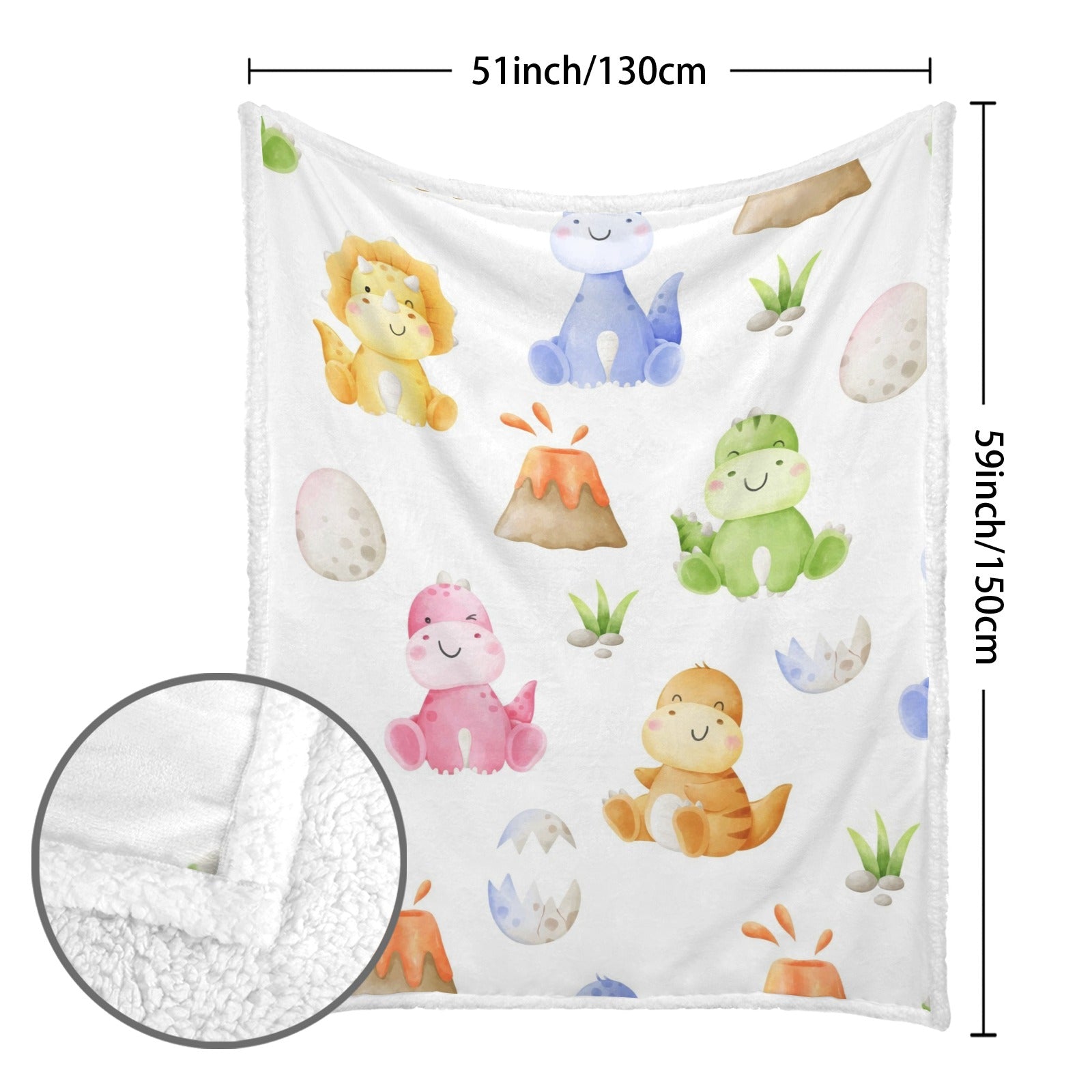 Hatching Dinosaurs - Double-Layer Fleece Blanket 51"x59"