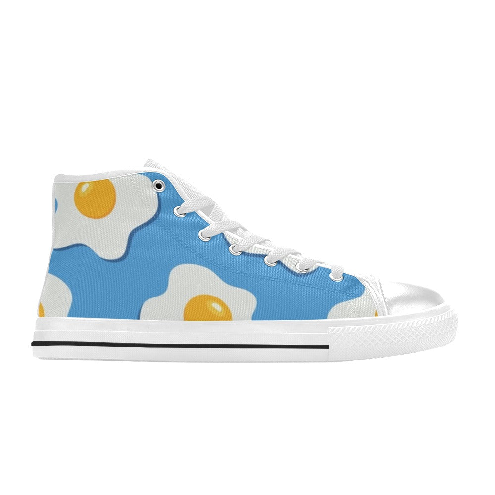 Fried Eggs - Kids High Top Canvas Shoes