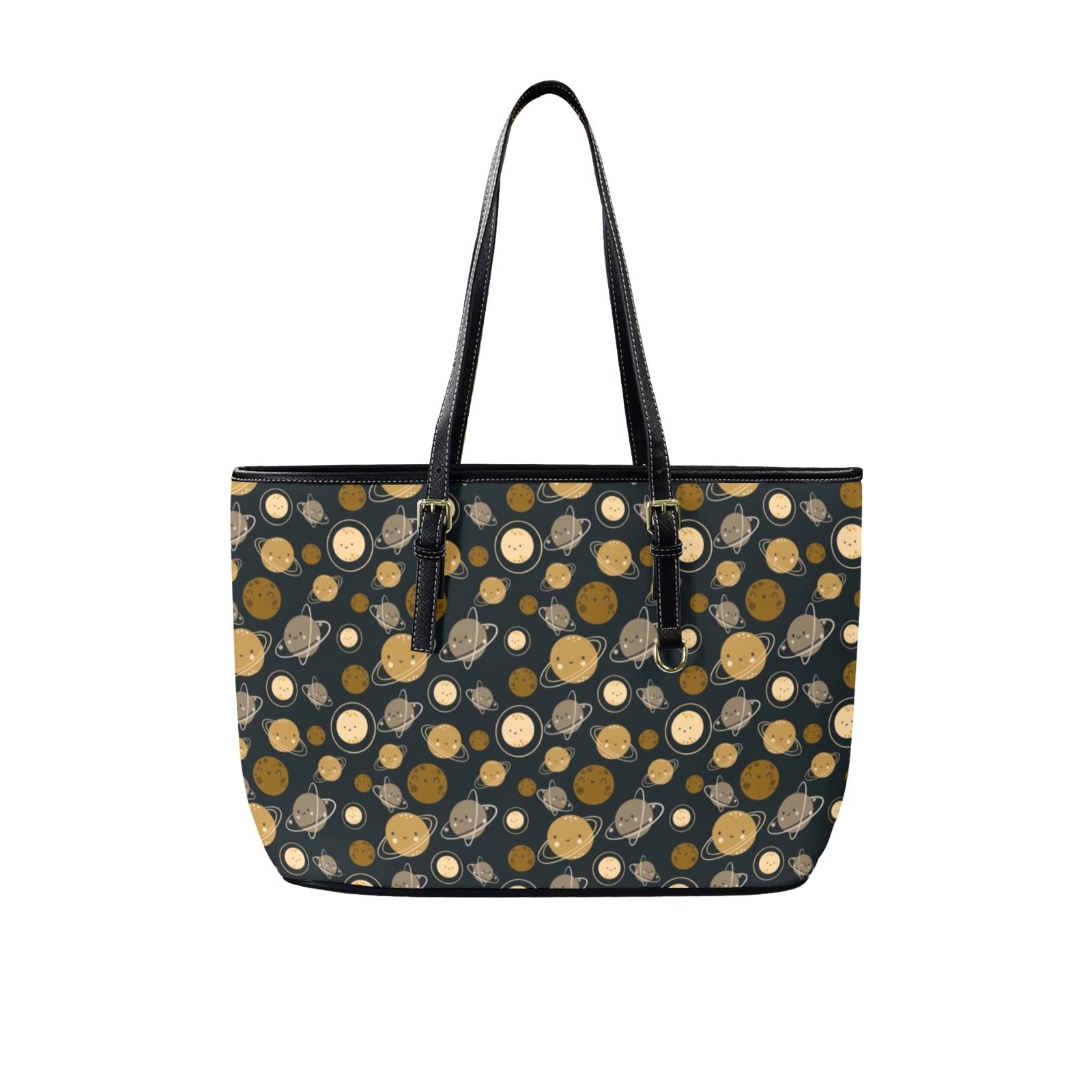 Planets PU Leather Tote Bag Large One Size Leather Tote Bag-Large Printed Offshore Space